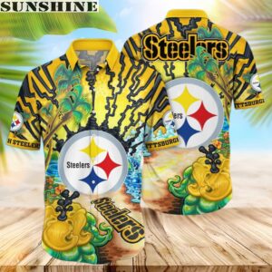 NFL Pittsburgh Steelers Hawaiian Shirt Flower Hawaiian Shirt For Football Fans 1 hawaii