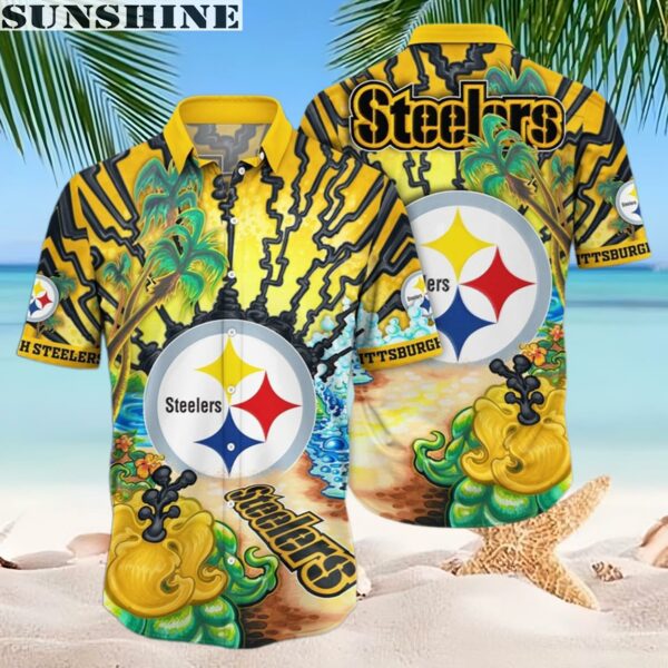 NFL Pittsburgh Steelers Hawaiian Shirt Flower Hawaiian Shirt For Football Fans 2 hawaiian shirt