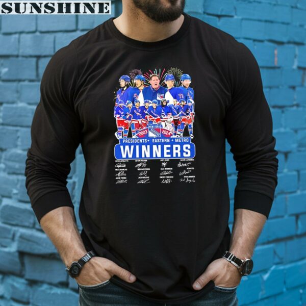 New York Rangers Presidents Eastern Metro Winners 2024 Signatures Shirt 5 long sleeve