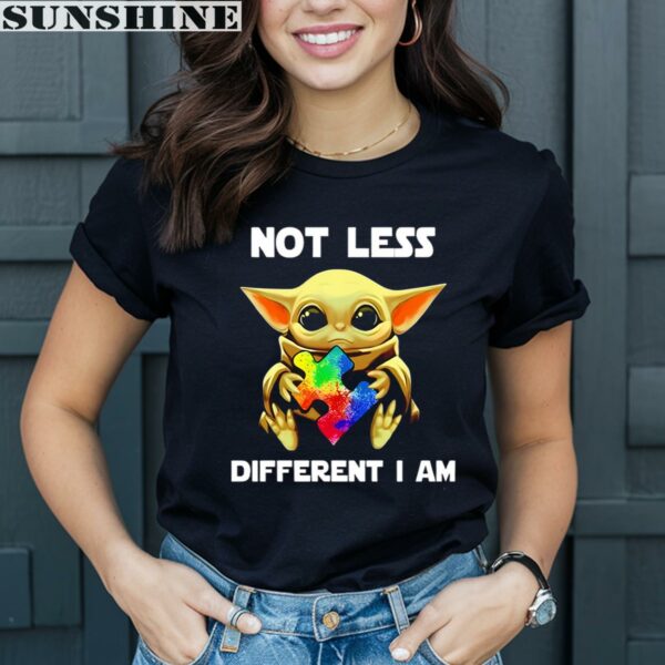 Not Less Different I Am Baby Yoda Hug Autism Awareness Shirt