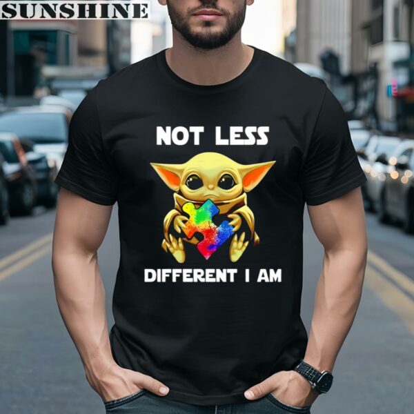 Not Less Different I Am Baby Yoda Hug Autism Awareness Shirt 2 men shirt