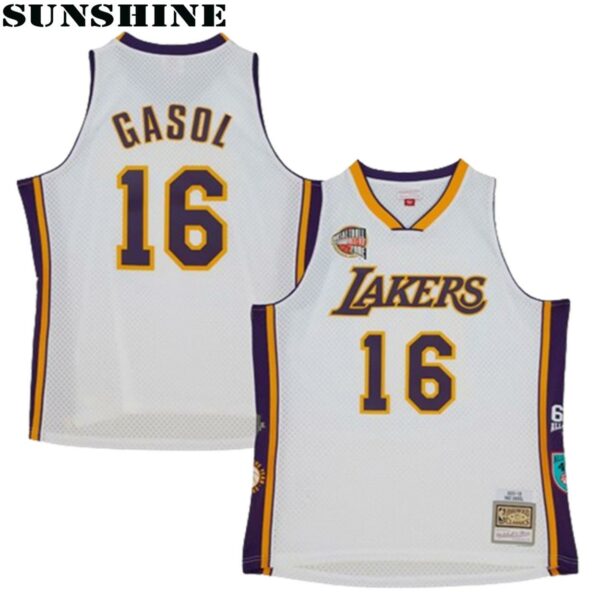 Pau Gasol Los Angeles Lakers Hall Of Fame Class Of Throwback Swingman Jersey White 1 Jersey