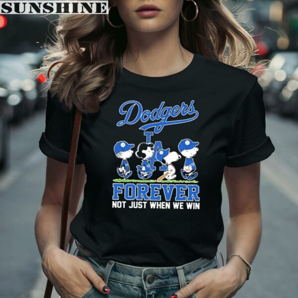 Peanuts Characters Walking Forever Not Just When We Win LA Dodgers Shirt 2 women shirt