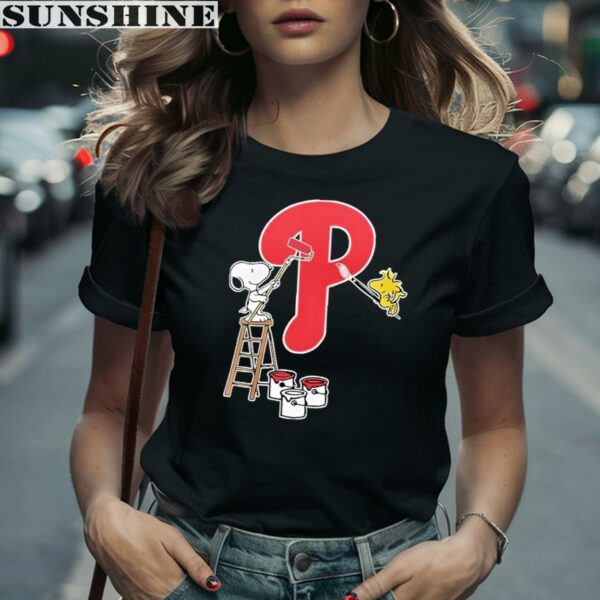 Philadelphia Phillies Snoopy And Woodstock Painting Logo Shirt 2 women shirt