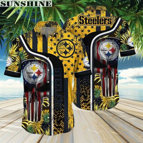 Skull NFL Pittsburgh Steelers Hawaiian Shirts 3 Aloha shirt