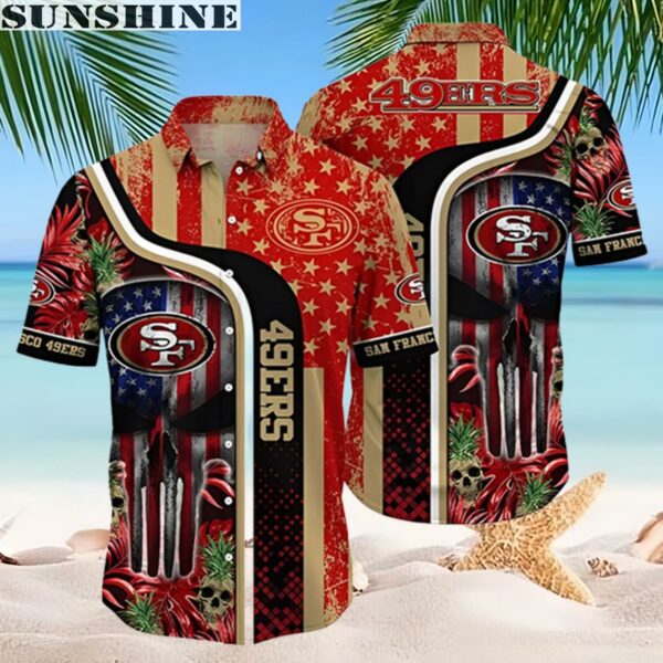 Skull NFL San Francisco 49ers Hawaiian Shirt 2 hawaiian shirt