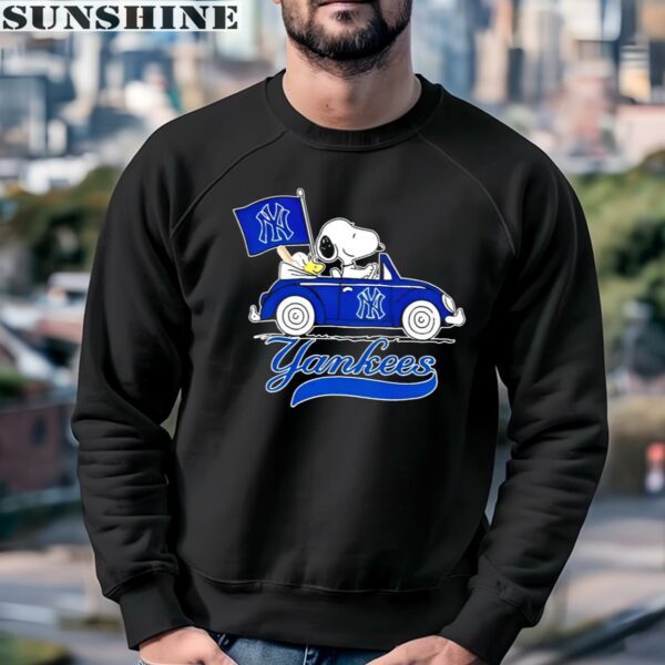 Snoopy Driving Car Flag New York Yankees Shirt 3 sweatshirt