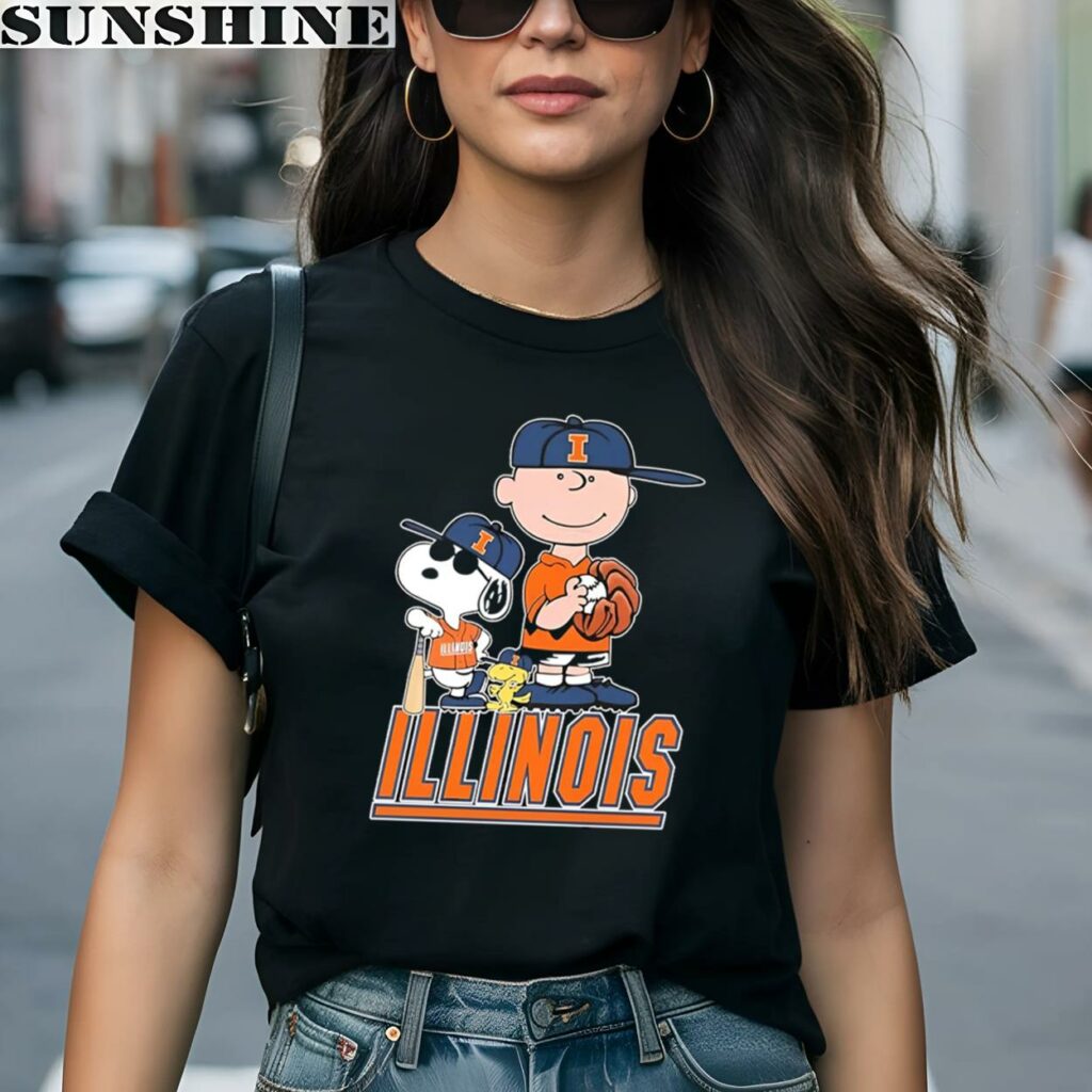 The Peanuts Movie Characters Illinois Fighting Illini Baseball Shirt