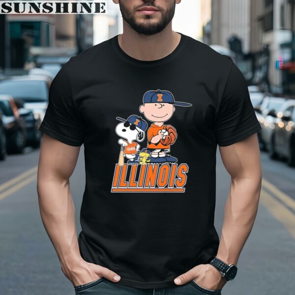 The Peanuts Movie Characters Illinois Fighting Illini Baseball Shirt 2 men shirt