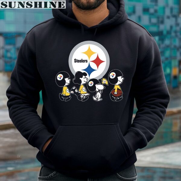 The Peanuts Snoopy And Friends Cheer For The Pittsburgh Steelers Shirt NFL Gift 4 hoodie