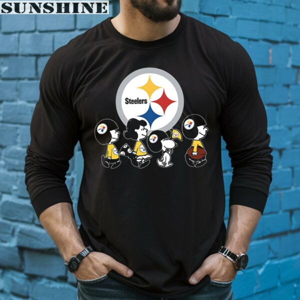 The Peanuts Snoopy And Friends Cheer For The Pittsburgh Steelers Shirt NFL Gift 5 long sleeve