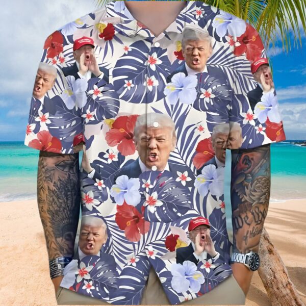 Trump Funny Photo Tropical Hibiscus Hawaiian Shirt 1 hawaiian shirt