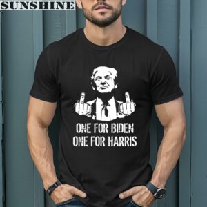 Trump Middle Finger One For Biden One For Harris Shirt
