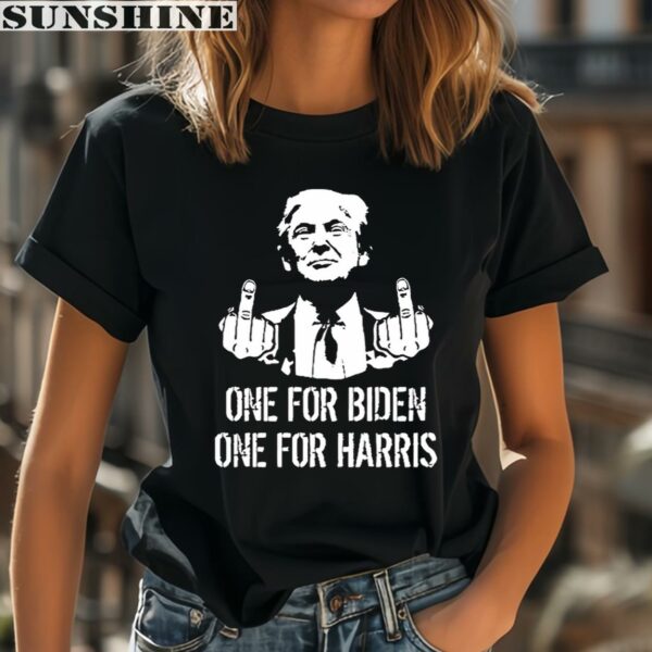 Trump Middle Finger One For Biden One For Harris Shirt 2 women shirt