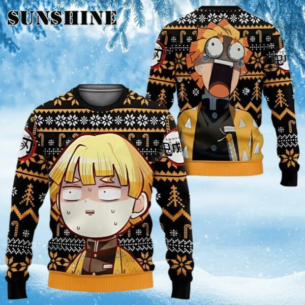 Agatsuma Zenitsu Demon Slayer Ugly Christmas Sweaters Sweater Ugly