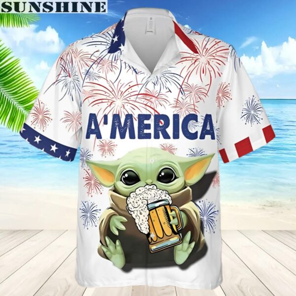 Baby Yoda Beer Star Wars Hawaiian Shirt Fourth July Patriotic American Flag Star Wars Aloha Shirt 1 aloha