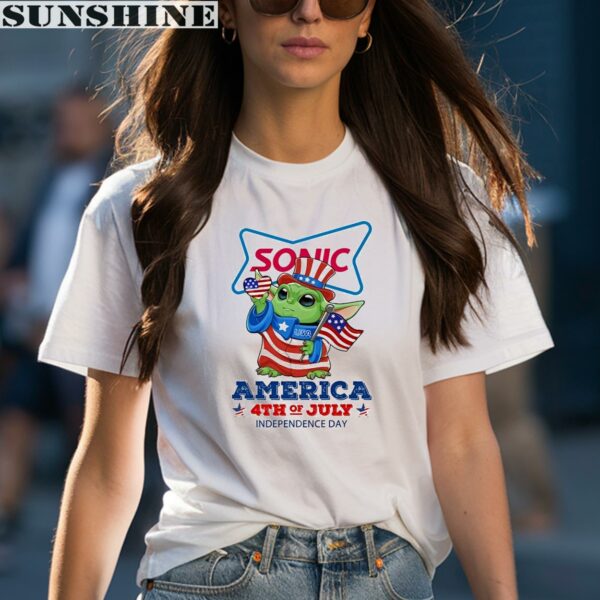 Baby Yoda Sonic Drive In America 4th Of July Independence Day shirt 1 women shirt