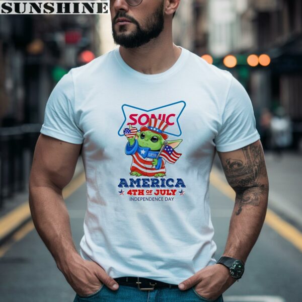 Baby Yoda Sonic Drive In America 4th Of July Independence Day shirt 2 men shirt