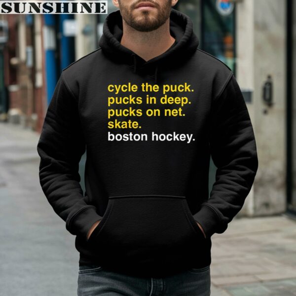Boston Bruins Cycle The Puck Pucks In Deep Puck On Net Skate Hockey Checklist Shirt 4 hoodie