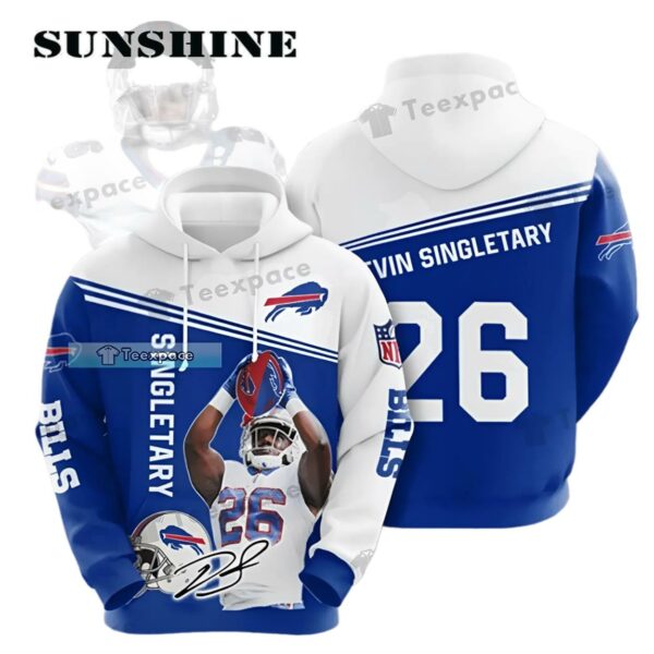 Buffalo Bills 26 Devin Singletary Signature 3D Hoodie Printed Thumb