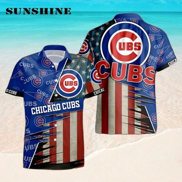 Chicago Cubs American Flag Logo Hawaiian Shirt Vacation Gift For Men Hawaaian Shirt Hawaaian Shirt