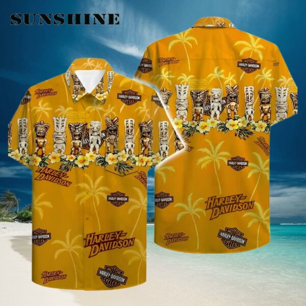 Harley Davidson Hawaiian Shirt Tropical Pattern Hawaiian Hawaiian