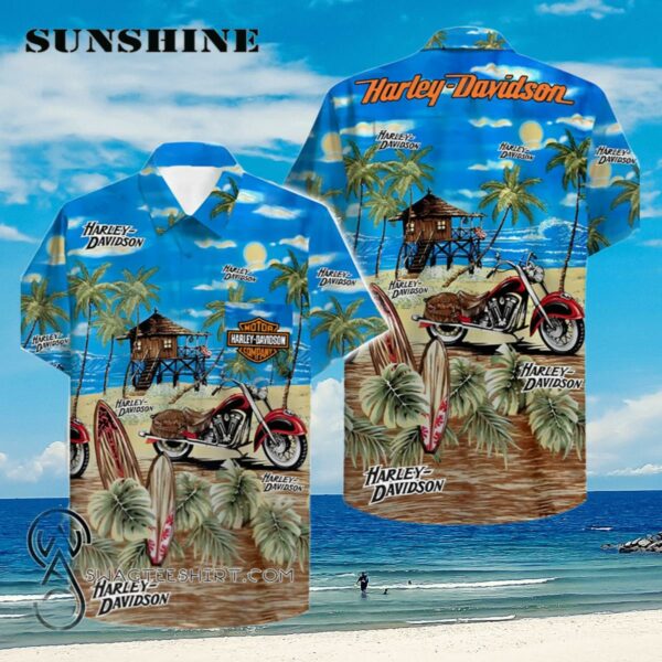 Harley Davidson Hawaiian Shirt Womens Large Desert Scene Motorcycle Aloha Shirt Aloha Shirt