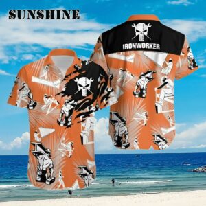 Ironworker Skull Orange Hawaiian Shirt Aloha Shirt Aloha Shirt