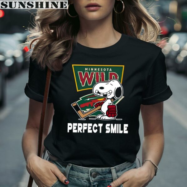 NHL Minnesota Wild Snoopy Perfect Smile The Peanuts Movie Hockey Shirt 2 women shirt