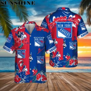 New York Rangers Floral Pattern Full Printing Hawaiian Shirt NHL Gifts Printed Aloha