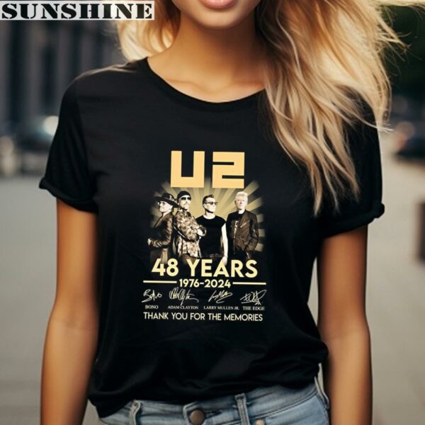 Official U2 Band 48 Years 1976 2024 Thank You For The Memories Signatures Shirt 2 women shirt