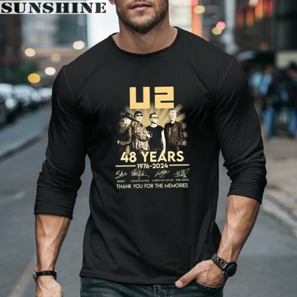 Official U2 Band 48 Years 1976 2024 Thank You For The Memories Signatures Shirt 5 long sleeve shirt