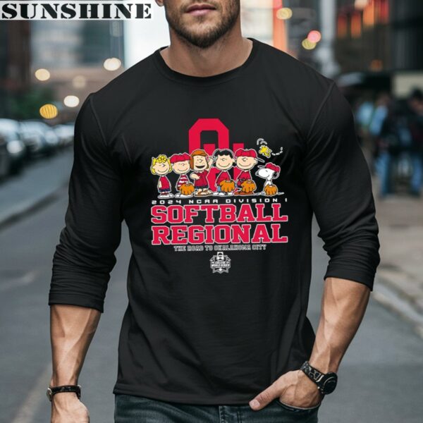 Peanuts Characters 2024 NCAA Division I Softball Regional Oklahoma Sooners Logo Shirt 5 long sleeve shirt