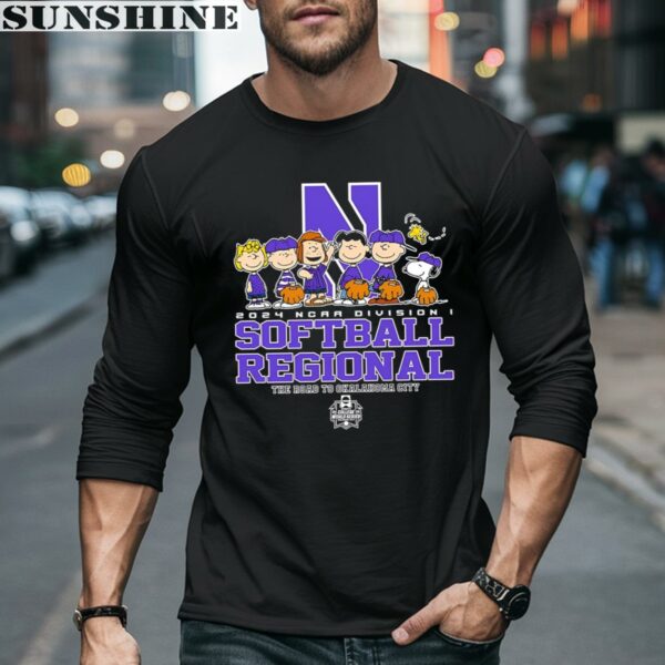 Peanuts Characters 2024 Ncaa Division I Softball Regional Northwestern Wildcats Logo Shirt 5 long sleeve shirt