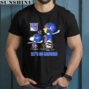 Peanuts Characters New York Rangers Walking 2024 Stanley Cup Playoffs Let's Go Rangers Shirt 1 men shirt