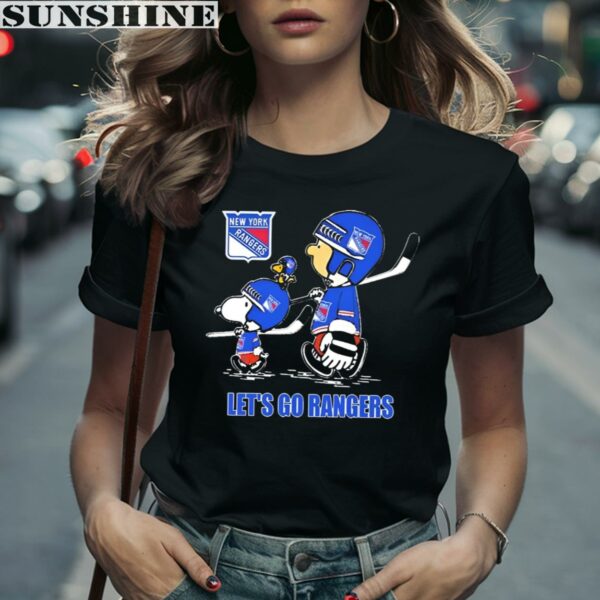 Peanuts Characters New York Rangers Walking 2024 Stanley Cup Playoffs Let's Go Rangers Shirt 2 women shirt