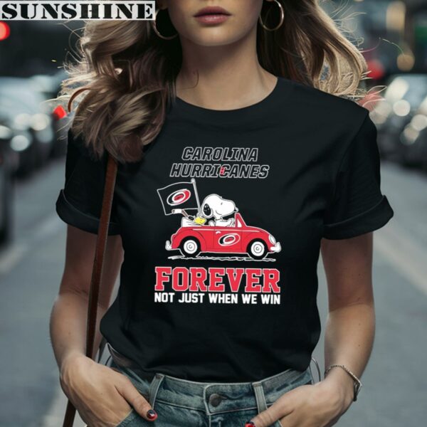 Peanuts Snoopy And Woodstock On Car Carolina Hurricanes Forever Not Just When We Win Shirt 2 women shirt