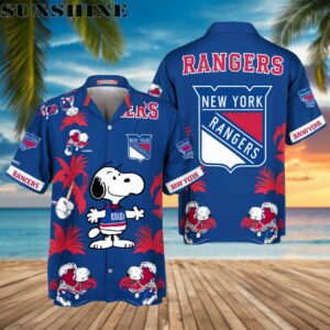 Peanuts Snoopy New York Rangers Hockey Hawaiian Aloha Shirts Printed Aloha