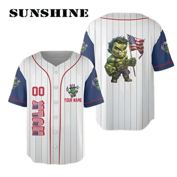 Personalized Big Green Hero Hulk Cartoon 4th July Sport Baseball Jersey Printed Thumb