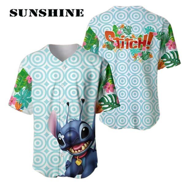 Personalized Blue Dog Tropical Baseball Jersey Stitch Monster Cartoon Character Baseball Jersey Printed Thumb