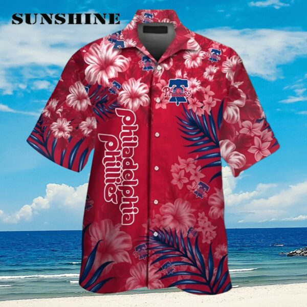 Philadelphia Phillies Short Sleeve Button Up Tropical Hawaiian Shirt Aloha Shirt Aloha Shirt