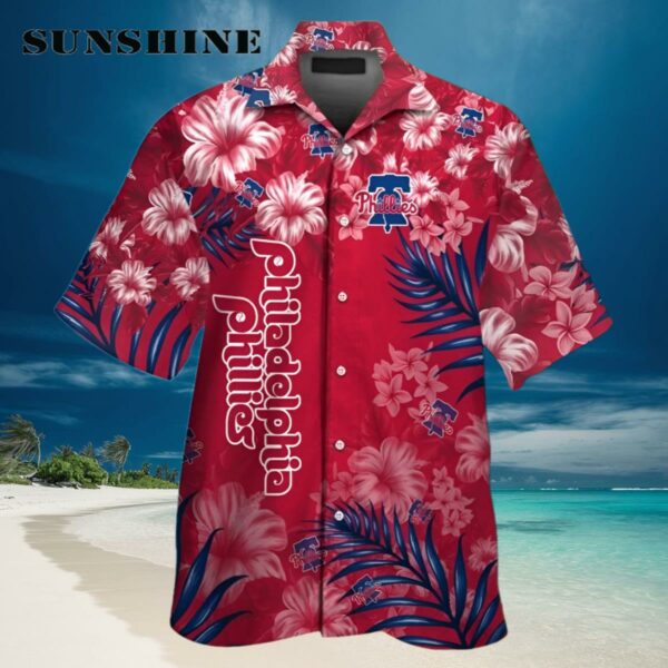 Philadelphia Phillies Short Sleeve Button Up Tropical Hawaiian Shirt Hawaiian Hawaiian
