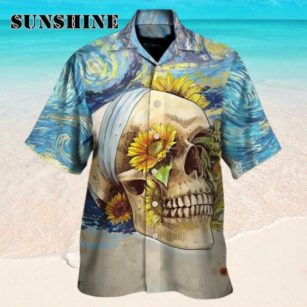 Skull And Sunflower Vintage Amazing Starry Night Hawaiian Shirt Hawaaian Shirt Hawaaian Shirt