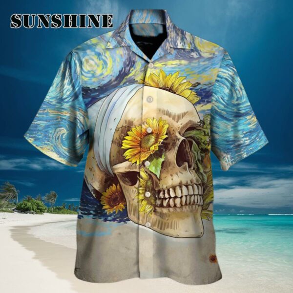 Skull And Sunflower Vintage Amazing Starry Night Hawaiian Shirt Hawaiian Hawaiian