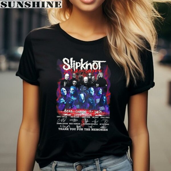 Slipknot Here Comes The Pain 1999 2024 Signature Thank You For The Memories Shirt 2 women shirt