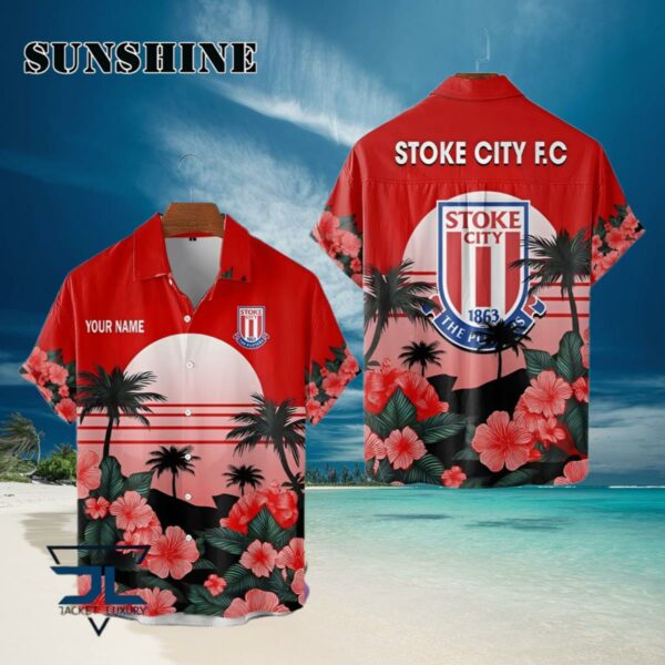 Stoke City FC Palm Tree Sunset Floral Hawaiian Shirt Hawaiian Hawaiian