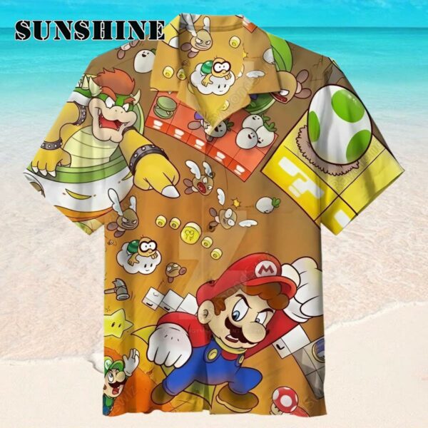 Super Mario Button Hawaiian Shirt Mario Gaming Gifts Hawaaian Shirt Hawaaian Shirt