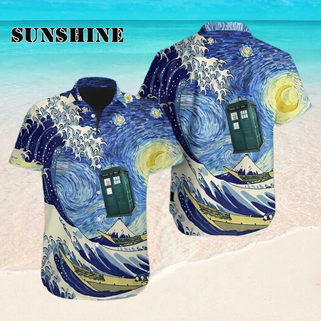 The Great Wave off Kanagawa vs Starry Night Doctor Who Hawaiian Shirt ...