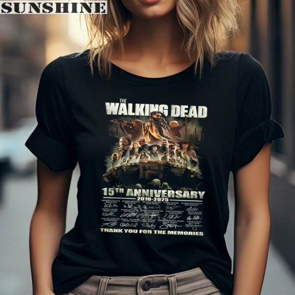 The Walking Dead 15th Anniversary 2010 2025 Signature Thank You For The Memories Shirt 2 women shirt