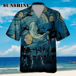 Van Gogh Starry Night Spaceship Star Wars Hawaiian Shirt Aloha Shirt Aloha Shirt